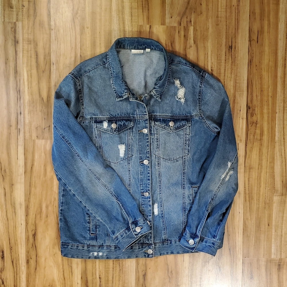 NORDSTROM BP Distressed Denim Jean Jacket